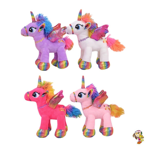 Unicornio De Peluche Alas Multicolor Parado Colores Cm Olis