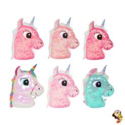 Almohadón unicornio con lentejuelas 43 cm