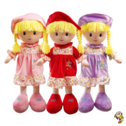 Muñeca de peluche vestido floreado 80 cm