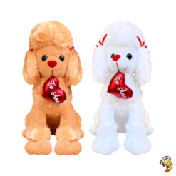 Perro caniche de peluche con corazon Te amo 40 cm