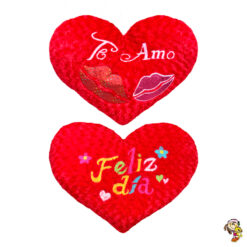 Corazón de peluche grande bordado Te amo / Feliz dia 80 cm