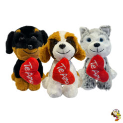 Perro de peluche con Corazón Siberiano San bernardo Rottweiler 25 cm