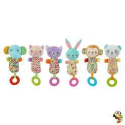 Sonajero Bastón De Peluche Con Mordillo Animalitos 22 cm