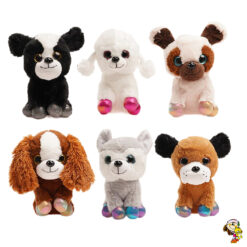 Perro de peluche varios modelos con ojos brillosos 20 cm