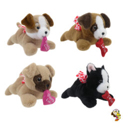 Pero de peluche con corazon moño romántico 22 cm