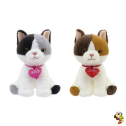 Gato de peluche con collar romántico 22 cm