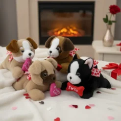 Pero de peluche con corazon moño romántico 22 cm