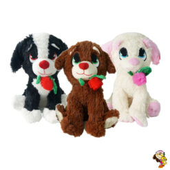 Perro de peluche con flor en boca 26 cm