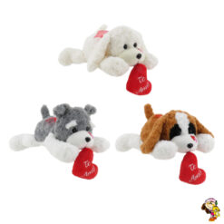 Perro de peluche con corazon acostado te amo siberiano san bernardo caniche 40 cm