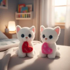 Gato de peluche con corazón 23 cm sentado