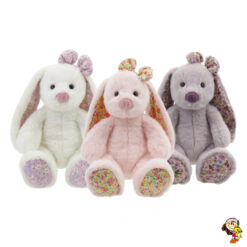 Conejo de peluche estampado de flores y moño 24 cm