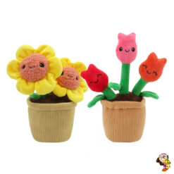 Flores amarillas de peluche tulipanes macetas flores