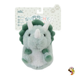 Dinosaurio de juguete triceratops peluche para mascotas con chifle 20 cm