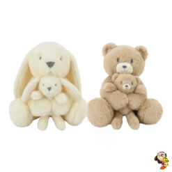 Oso de peluche conejo con bebe cría 28 cm
