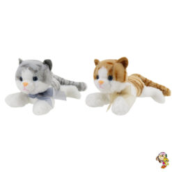 Gato De Peluche Atigrado Con Moño.