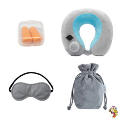 Kit De Viaje Almohada Inflable Antifaz Tapones Y Funda
