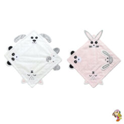 Manta de apego de peluche con animales bordado