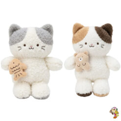 Peluche gato kawaii con osito o pez