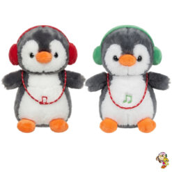 Pinguino de peluche con orejeras 20 cm.