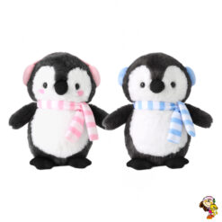 Pinguino de peluche con bufanda y orejeras 20 cm