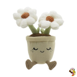 Flores blancas de peluche macetas flores 25 cm
