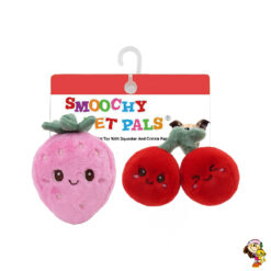 Frutas de peluche x2 frutilla cereza para mascotas con chifle